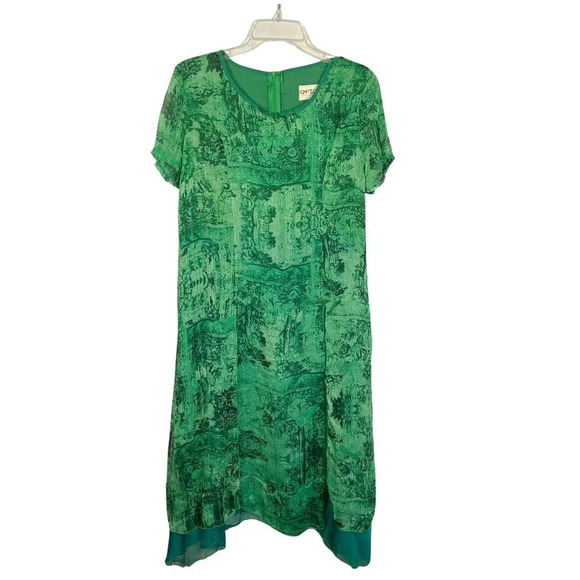Vintage 60s Asian Inspired Novelty NWT Deadstock Green Midi Dress Sz Small Theme - Picture 1 of 16
